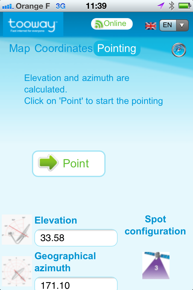 KaSat Finder for Tooway Business free app for iPhone, iPad and Watch
